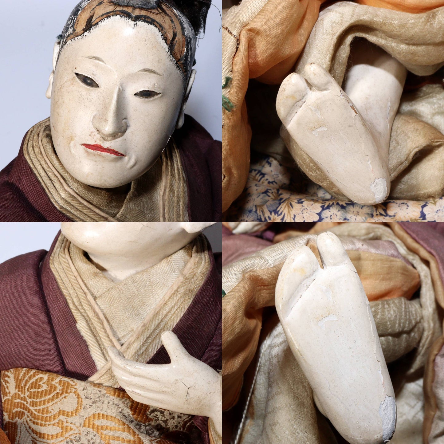Antique Japanese Bunraku Style Doll Theater Figure in Glass Case VG368