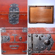 Japanese Antique Meiji era wooden Kake Suzuribako inkstone box Funa Tansu WBX294