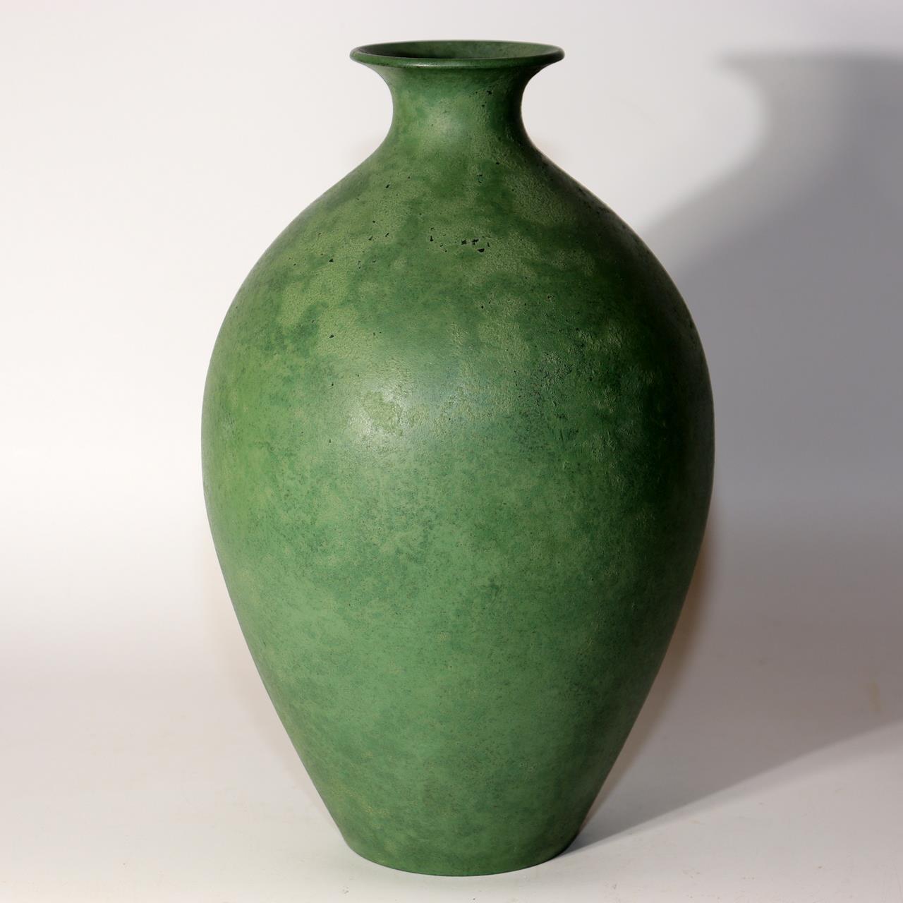 Japanese Vintage Bronze Vase Elegant Green Patina Artist