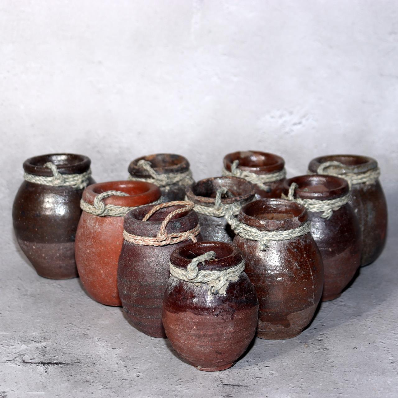 Japanese Antique Takotsubo 10pc Set Octopus Trap Pots Fishing Jar