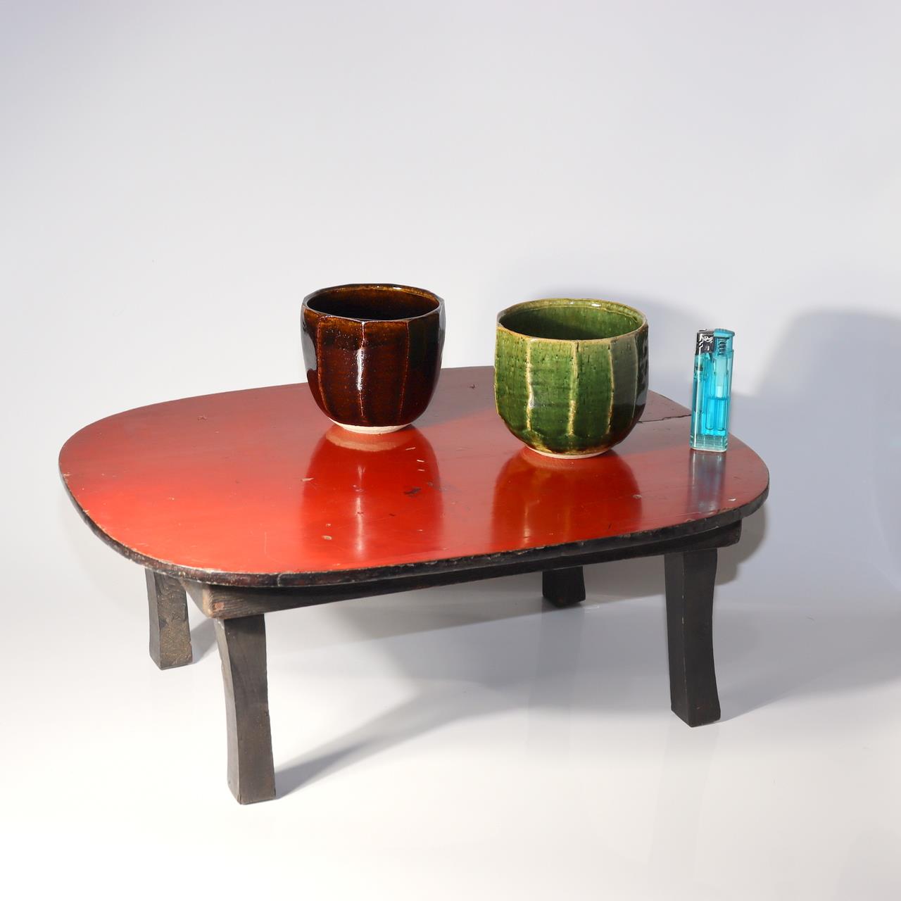 Japanese Vintage Folding Low Table Chabudai Red Lacquer Showa Retro