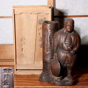 Japanese Bizen ware pottery ceramic Statue vase ornament signed w / box BW74