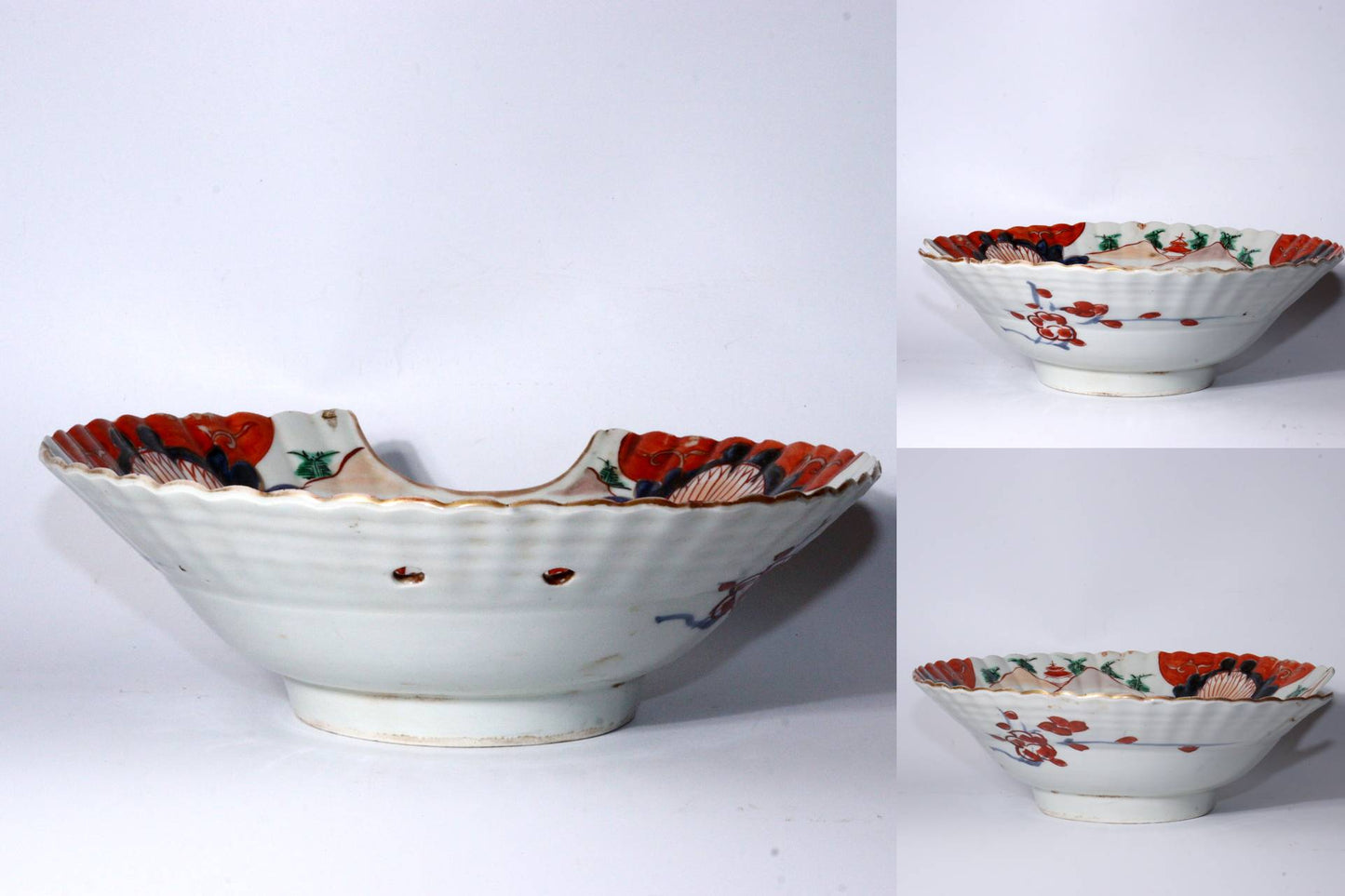 Antique Japanese Imari ware Ko-Imari Polychrome Higezara Shaving Bowl 17C Arita Porcelain