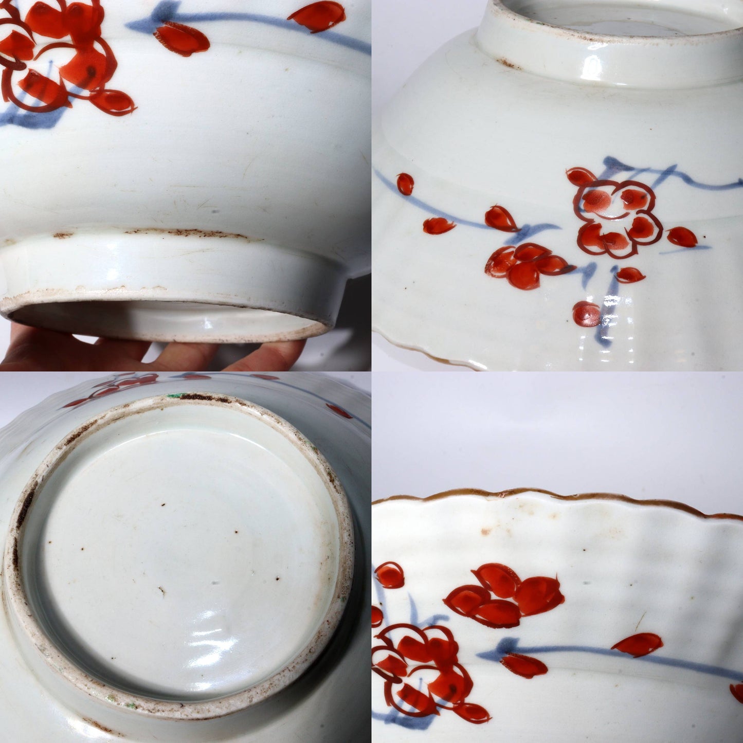 Antique Japanese Imari ware Ko-Imari Polychrome Higezara Shaving Bowl 17C Arita Porcelain
