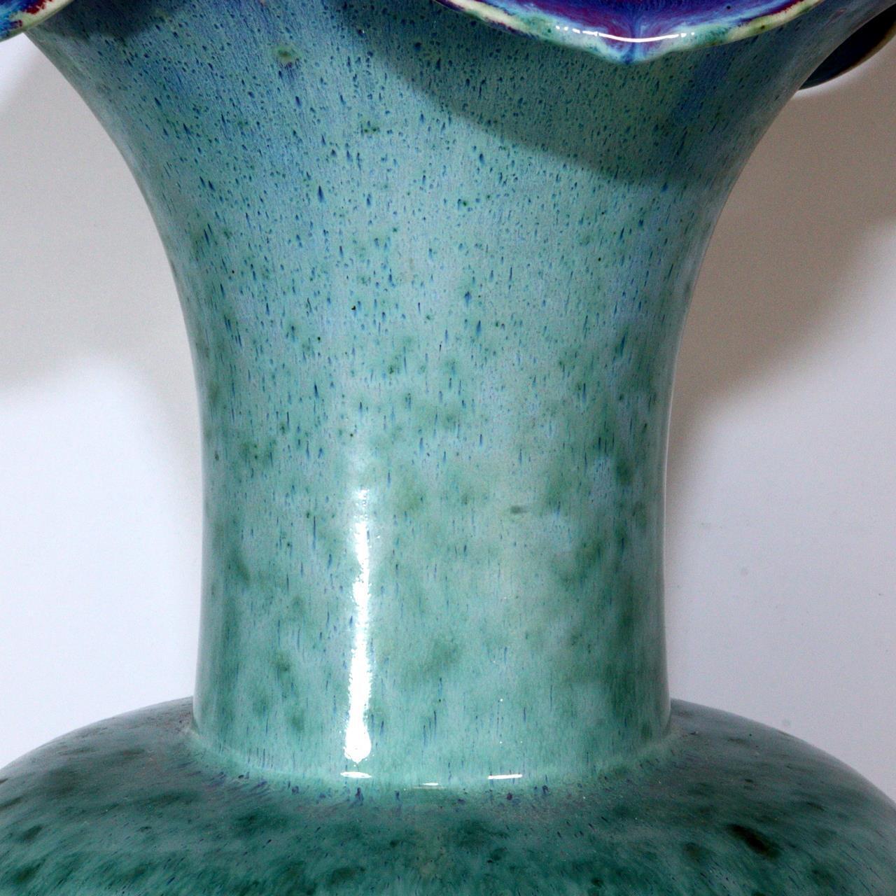 Japanese Glaze Flower Big vase Matsuyama Gaei porcelain vase signed box PV247