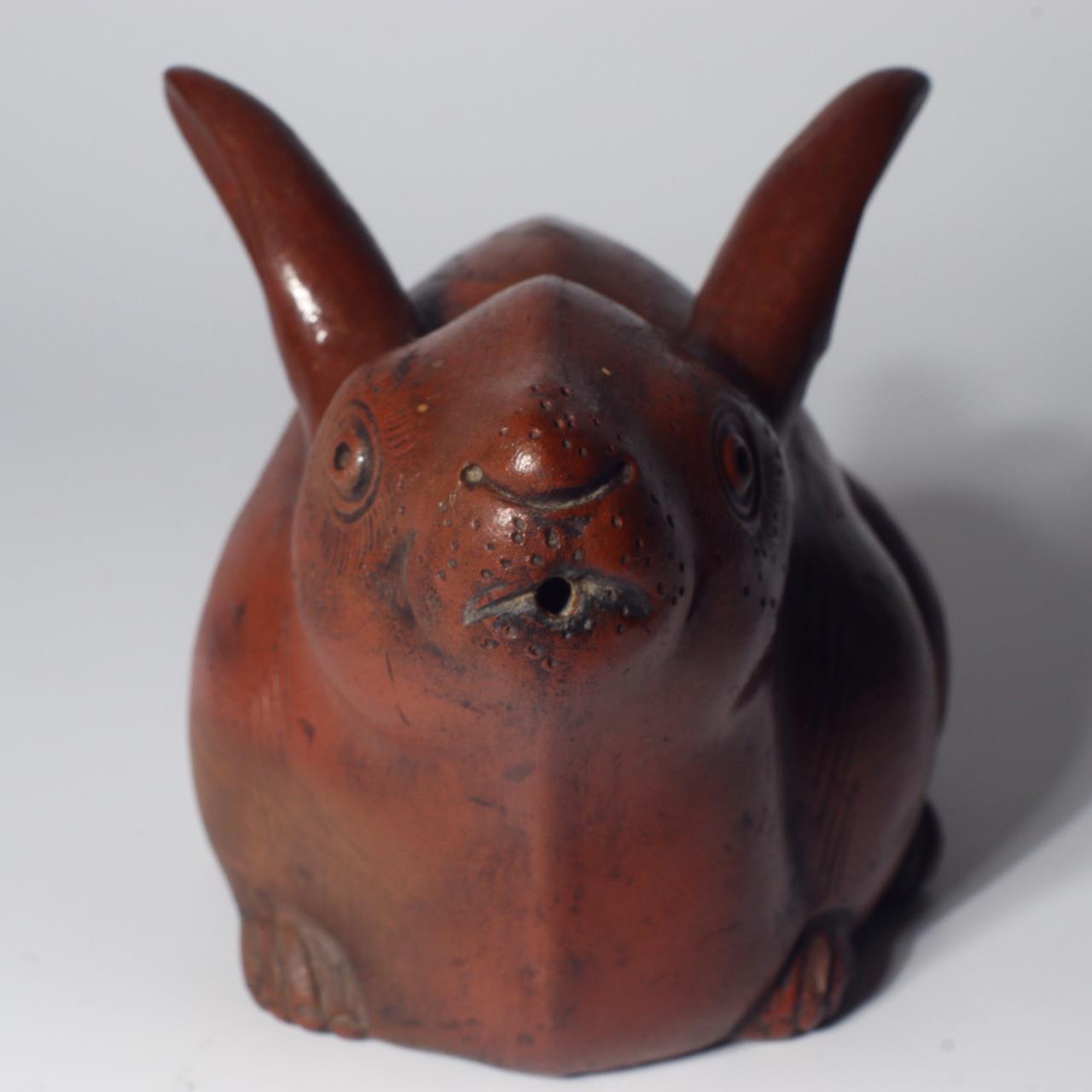 Japanese Bizen ware pottery ceramic Rabbit Suiteki water drop ornament Edo BW76