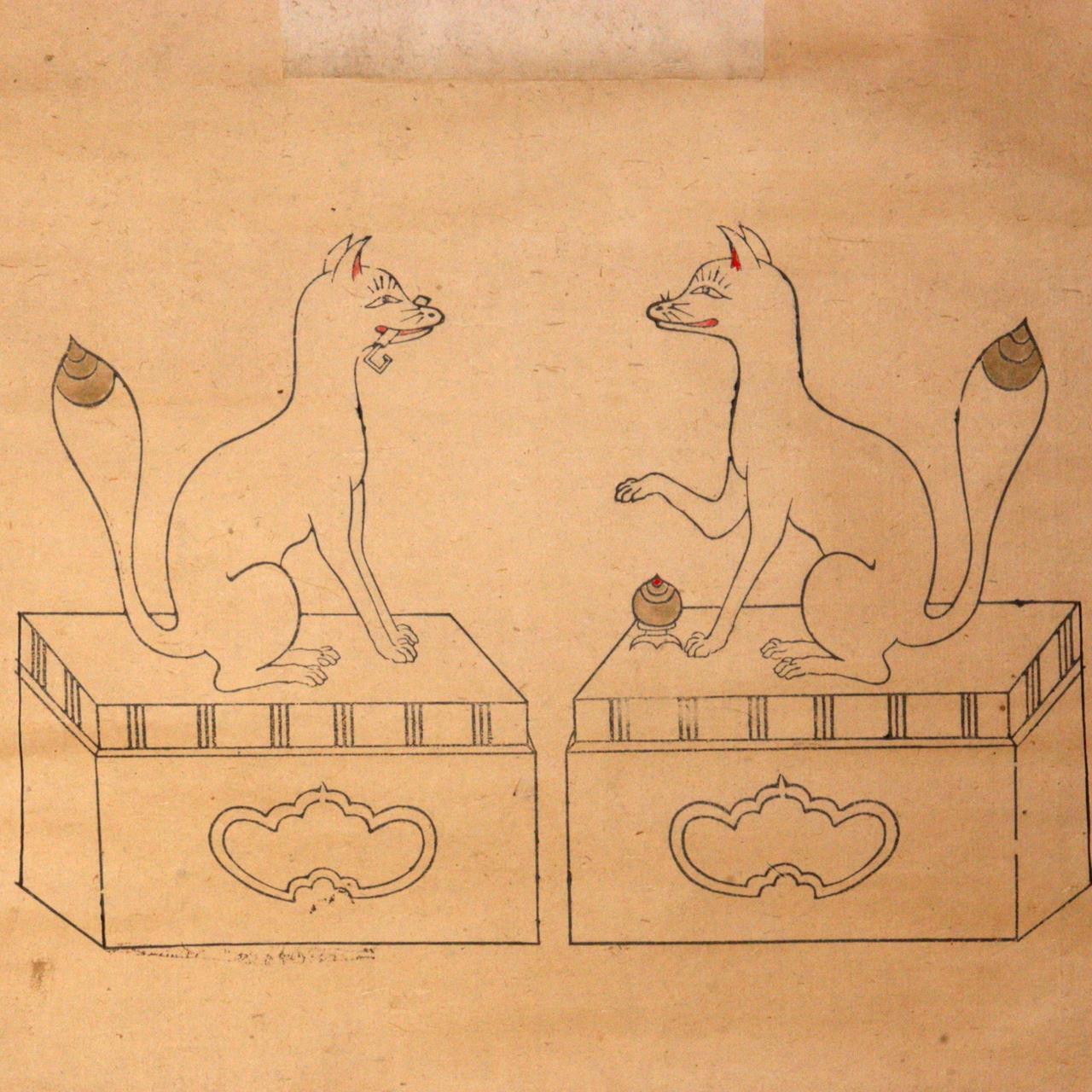 Japanese Kakejiku hanging scroll Inari Fox Shinto Kitsune Buddhist ASO360