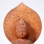 Japanese Antique wooden Kannon Bodhisattva buddha statue signed WB181