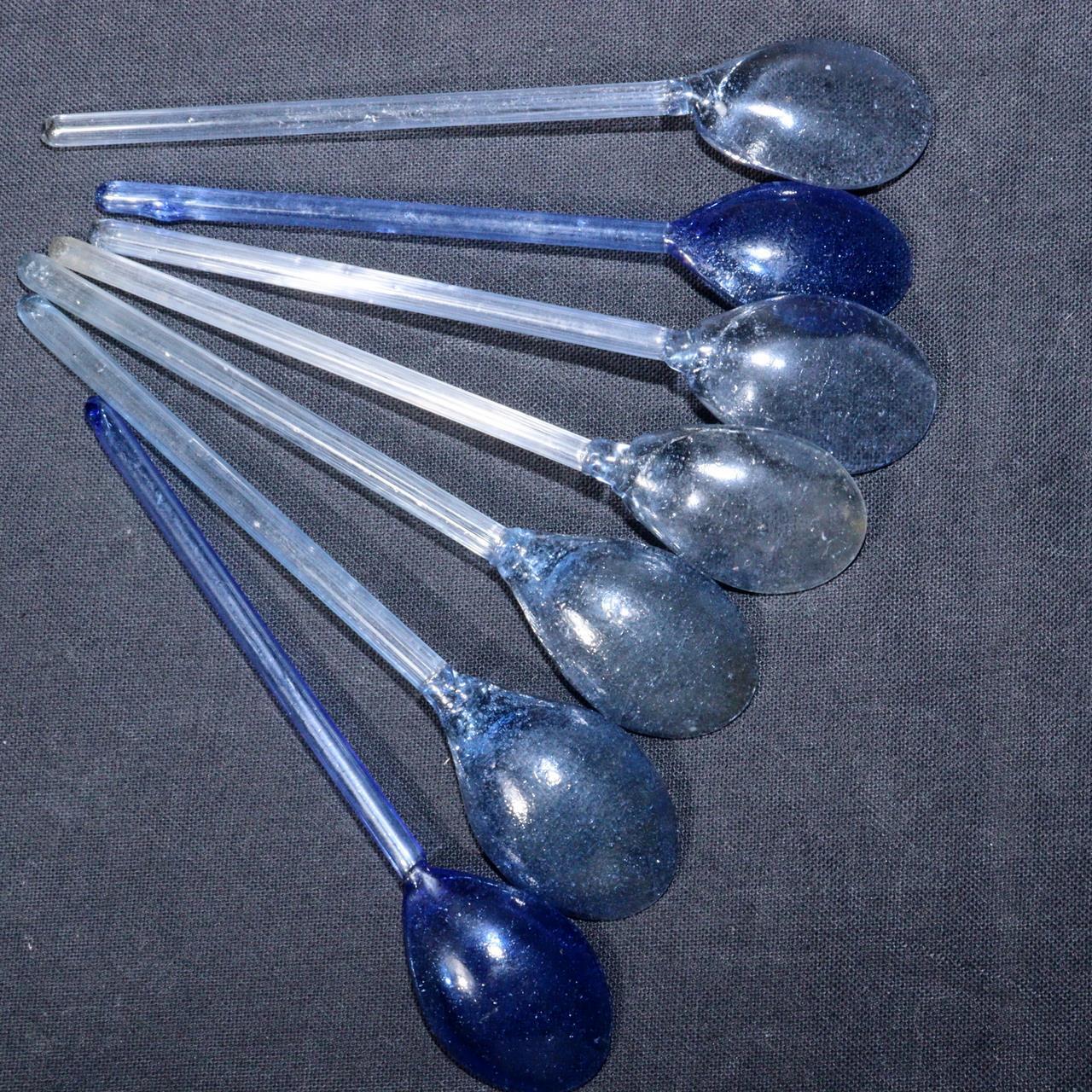 Japanese Edo-Meiji Period Glass Collection: Spoons, Comb, Koma by Ginza Hiranoya