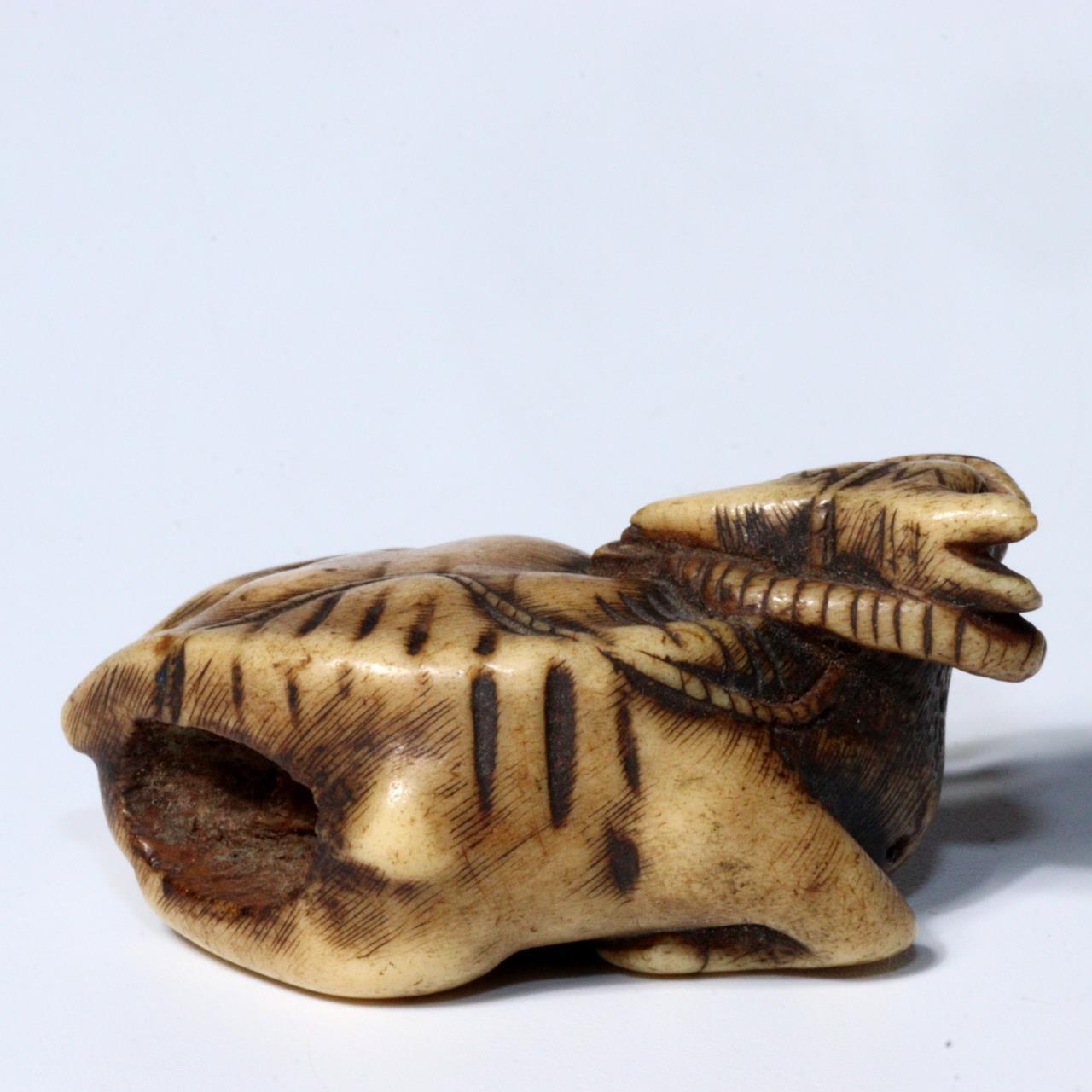 Japanese Antique Kazuno Netsuke Cow cattle Edo period NW263