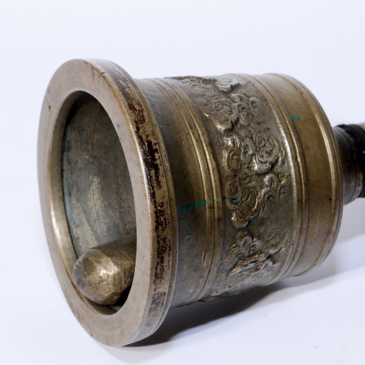 Antique Bronze Buddhist Hand Bell Jirei Traditional Ritual GOKO Vajra Japanese