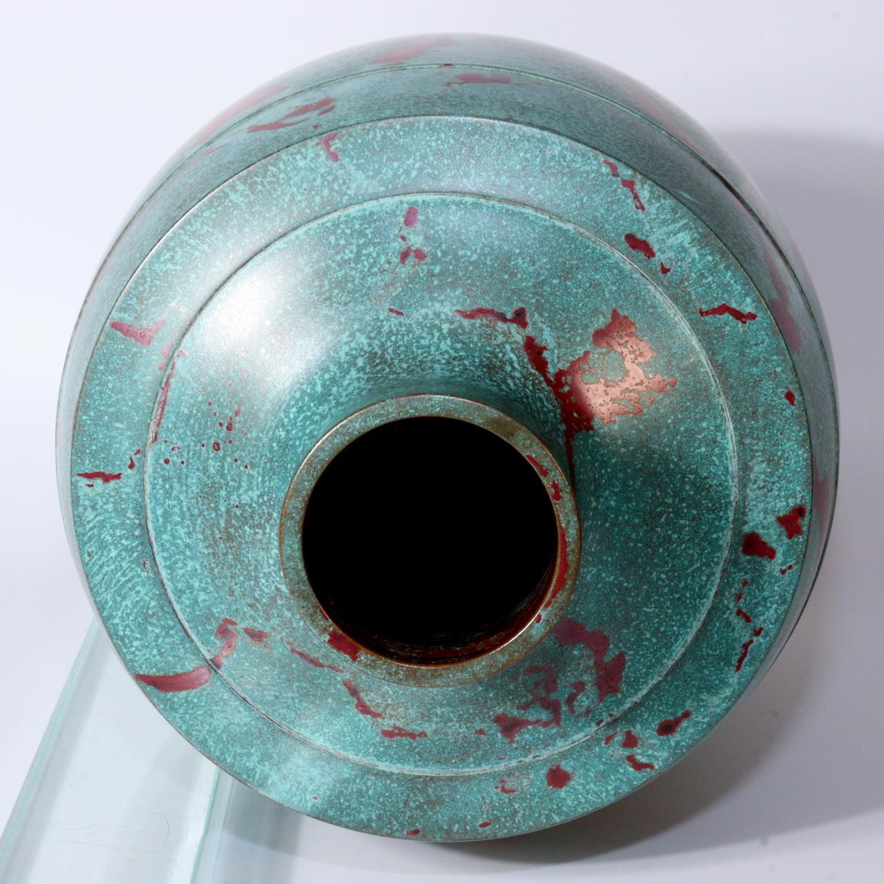 Japanese Bronze Flower Vase Takaoka doki signed w / box BV565