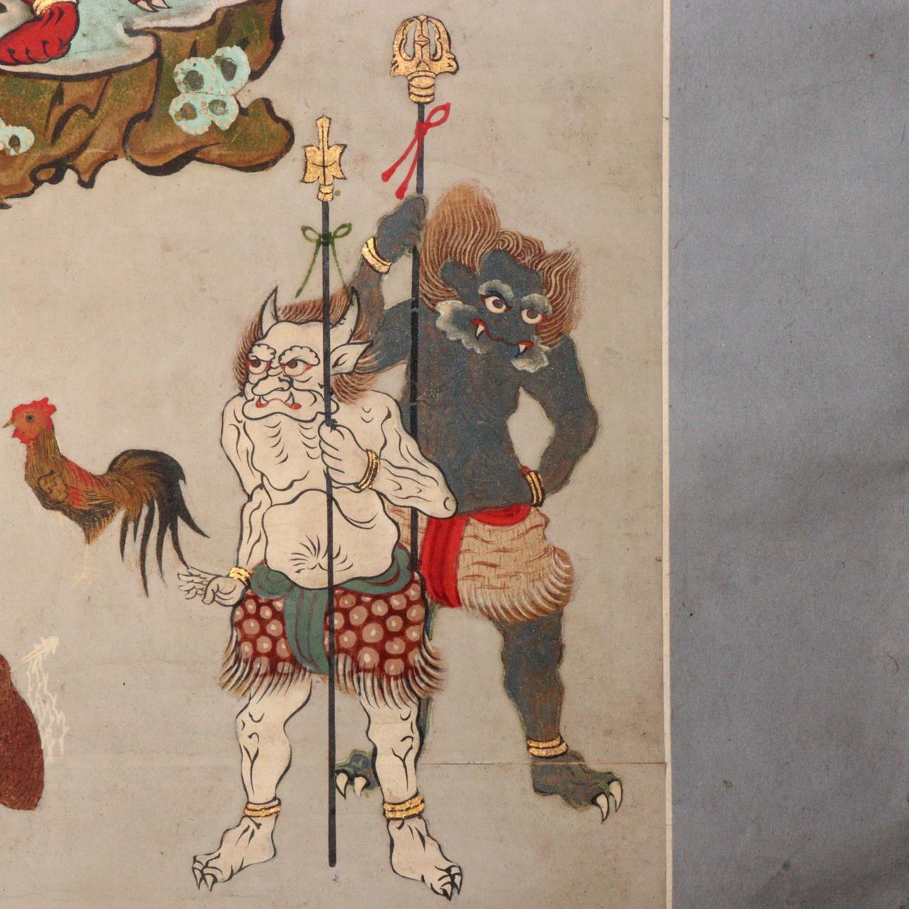 Japanese Kakejiku hanging scroll Buddhist Art Emakimono of Shōmen Kongō ASO358