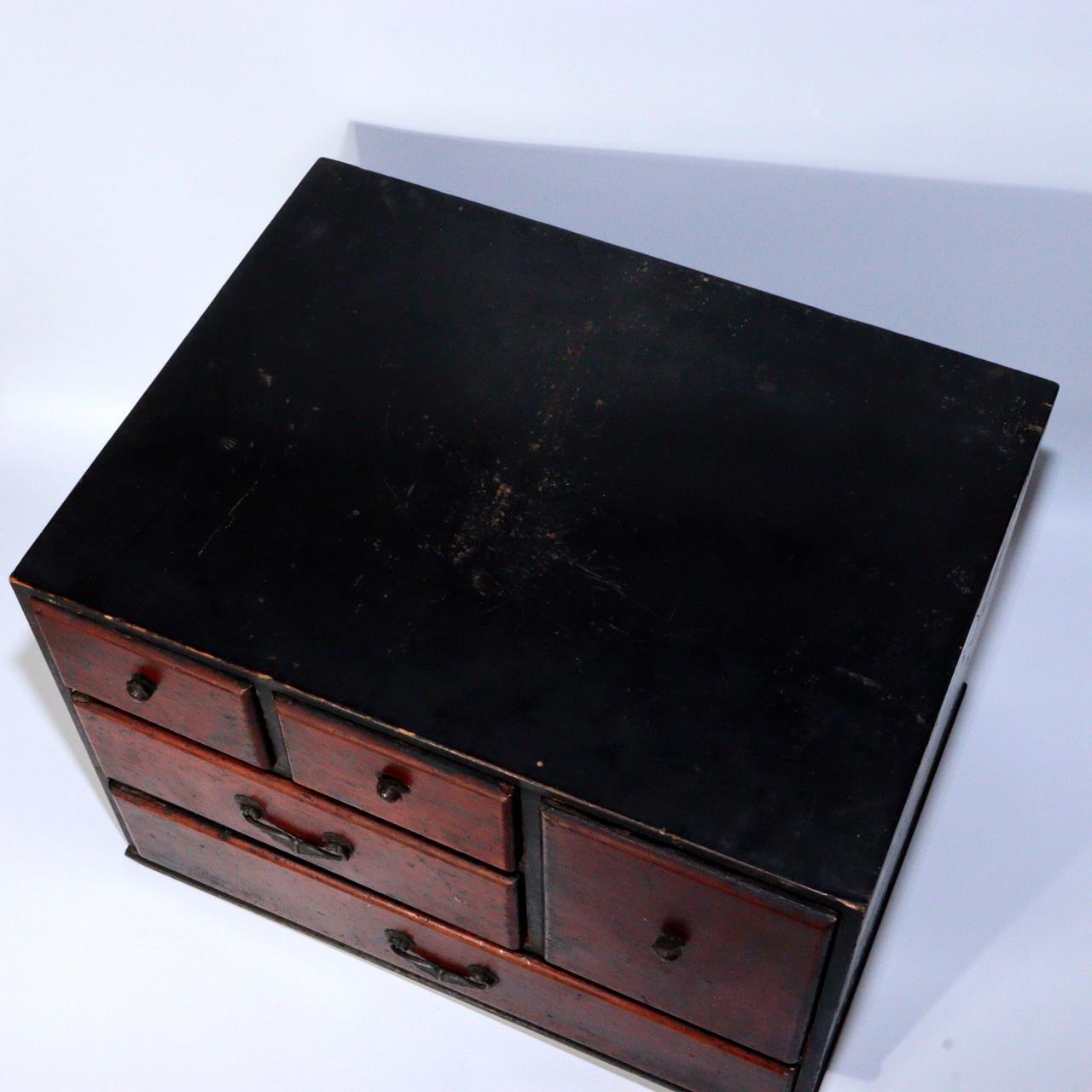 Japanese Antique wooden box chest of drawers Zenibako Funa Tansu WBX256