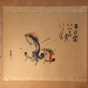 Japanese Kakejiku hanging scroll Tanuki Raccoon Dogs Shouyo Hamada Emakimono