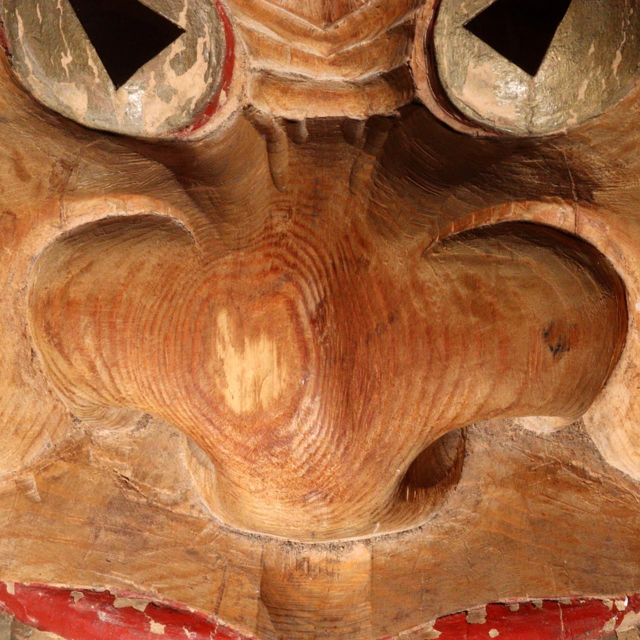 Japanese wooden Oni Demon Big Mask Kyogen Kagura Noh Mask signed MSK482