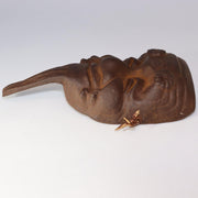 Japanese Iron Noh mask Okina signed MSK272
