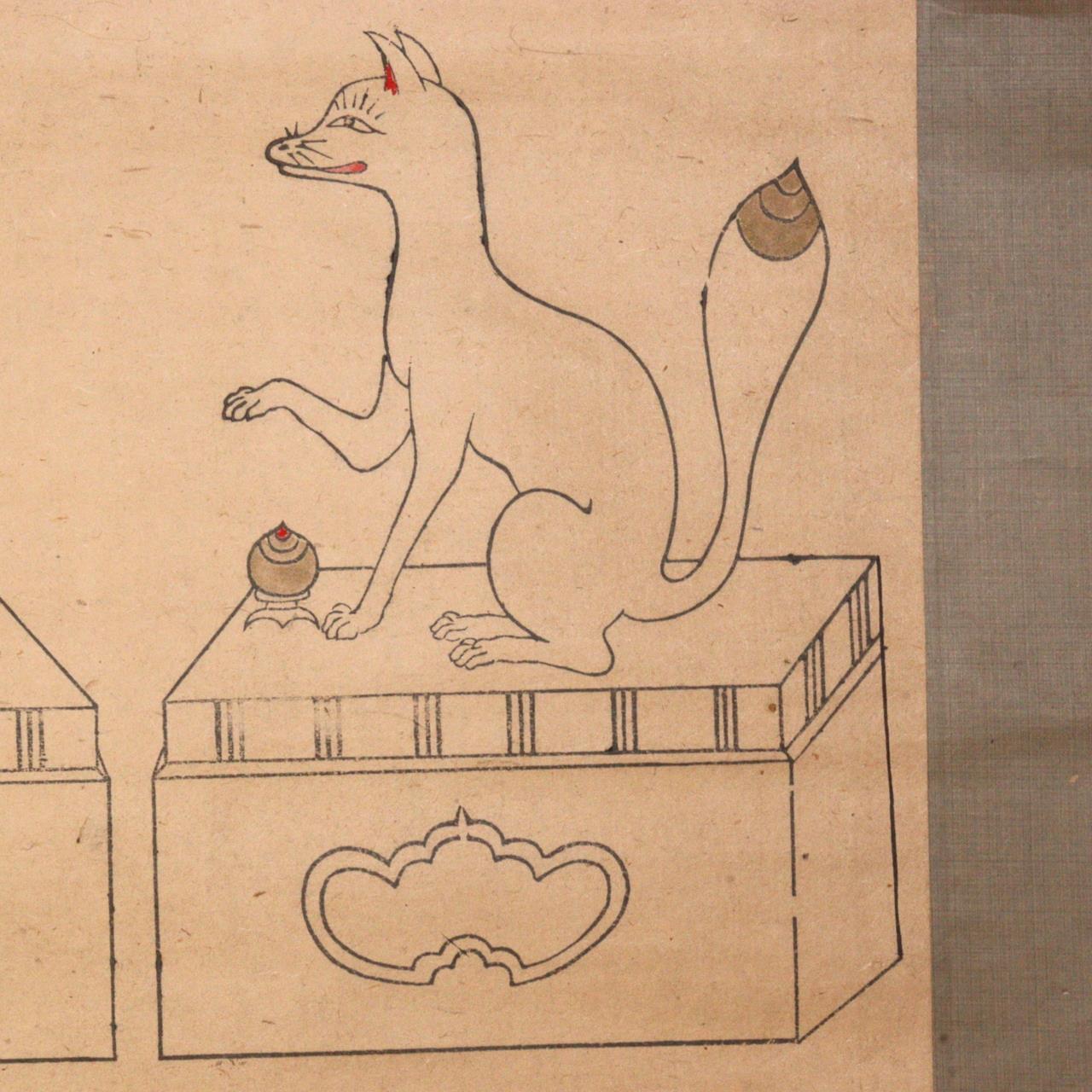 Japanese Kakejiku hanging scroll Inari Fox Shinto Kitsune Buddhist ASO360