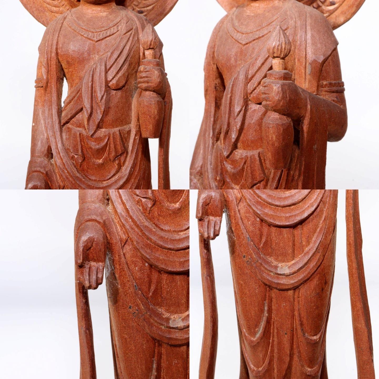 Japanese Antique wooden Kannon Bodhisattva buddha statue signed WB181