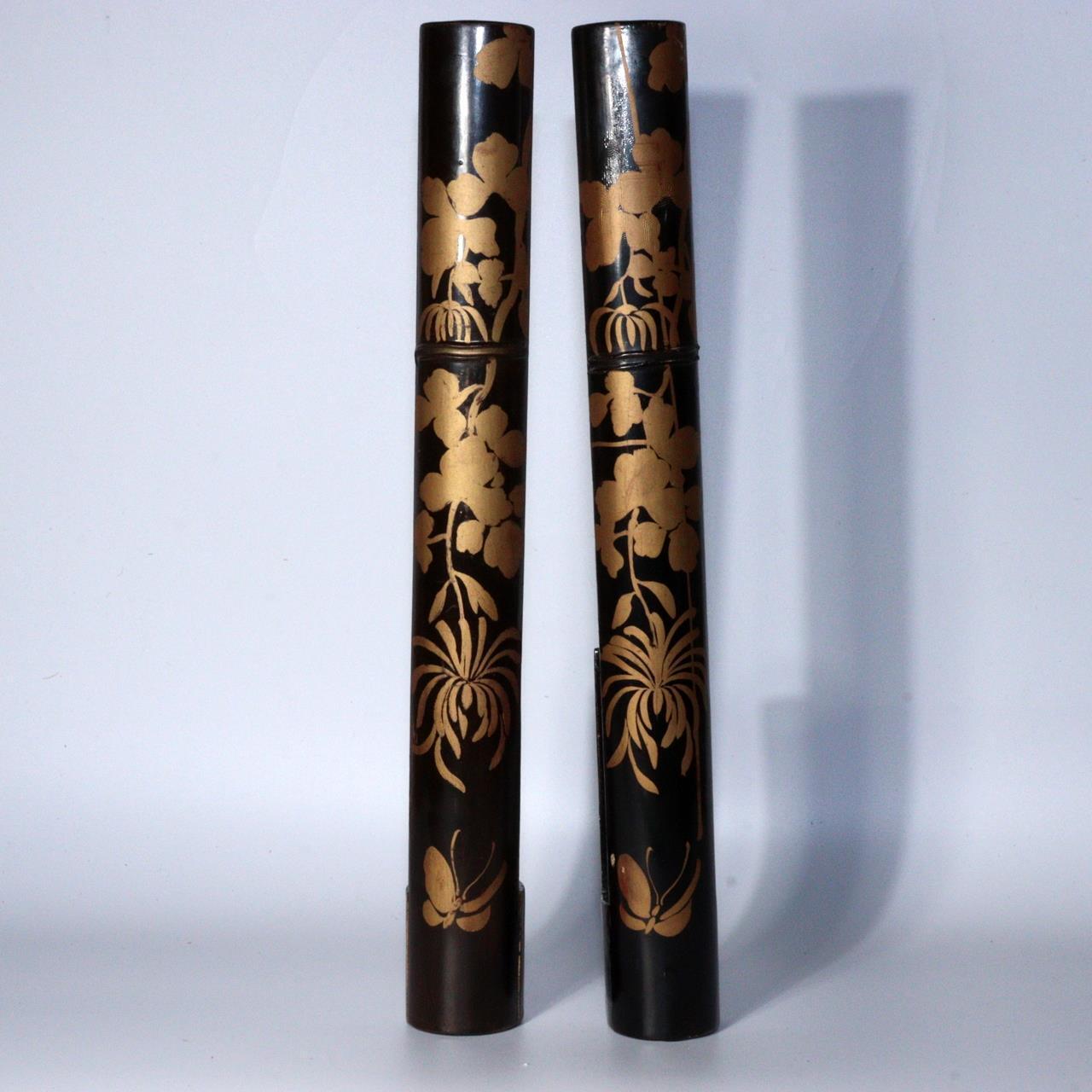 Japanese wooden lacquer 2 Folding screen hanging and 2 Confectionery mold