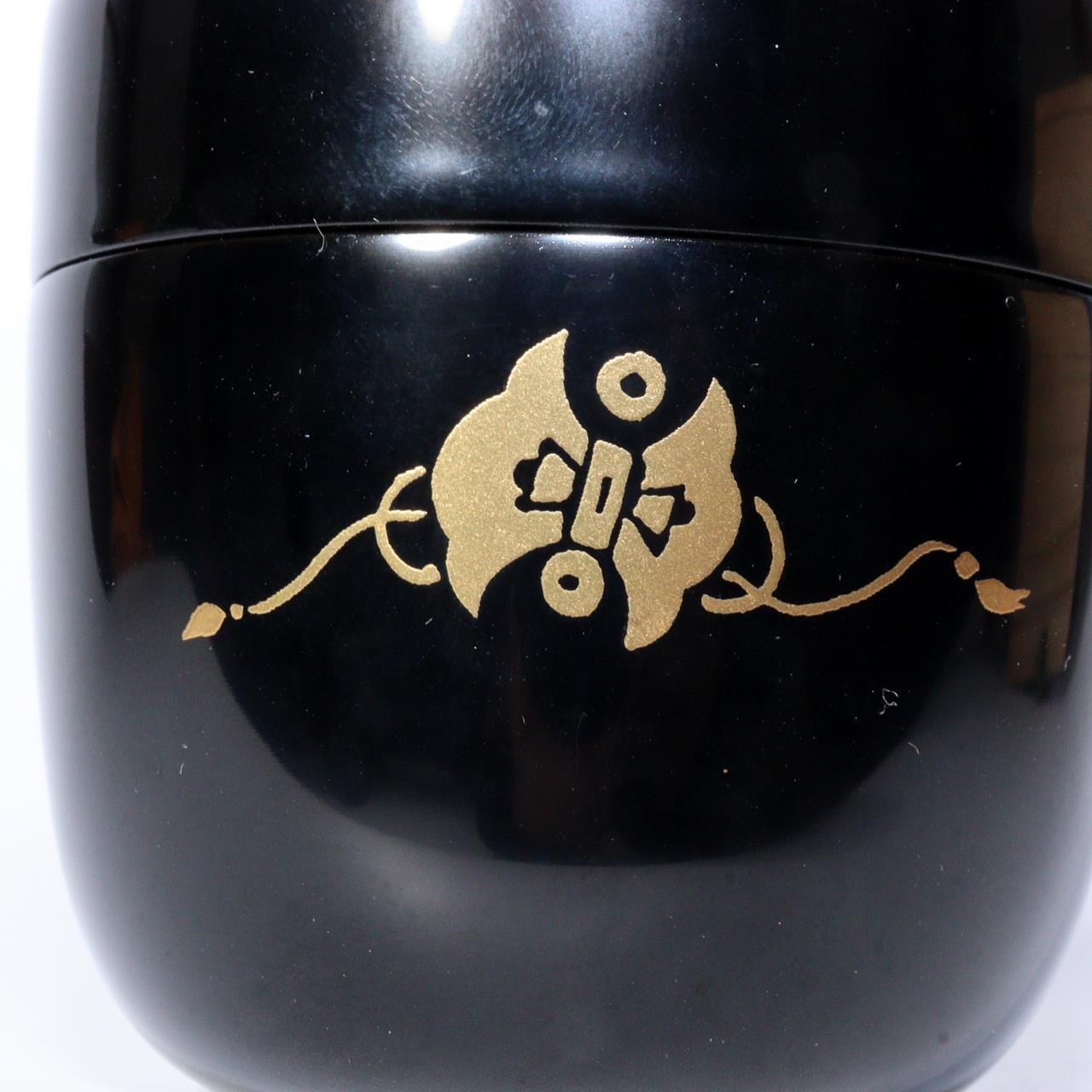 Natsume Toyama Shosai Japanese Wooden Black Lacquer Tea container sado WO371