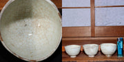 Japanese white glaze 3 Cups Kiyoshi Hara Living National Treasure Kohiki Ceramic