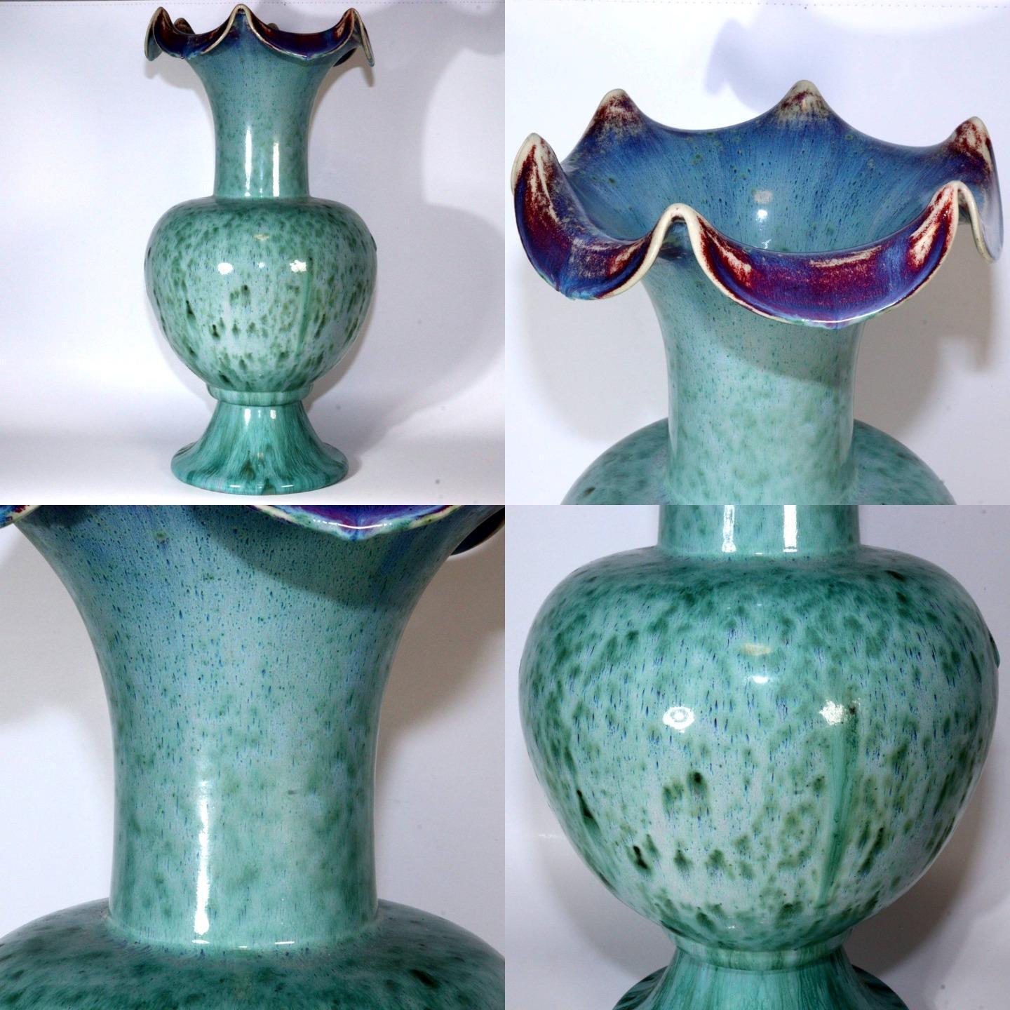 Japanese Glaze Flower Big vase Matsuyama Gaei porcelain vase signed box PV247