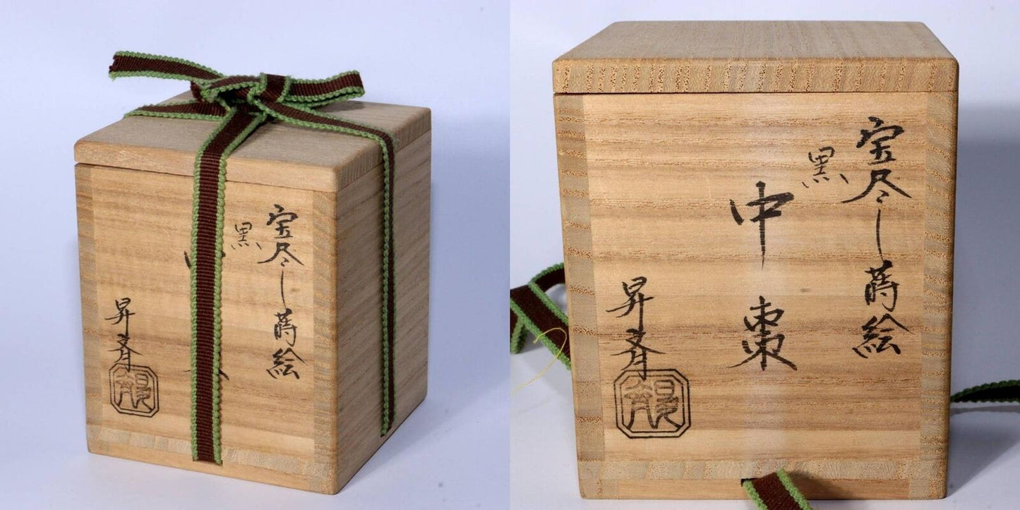 Natsume Toyama Shosai Japanese Wooden Black Lacquer Tea container sado WO371