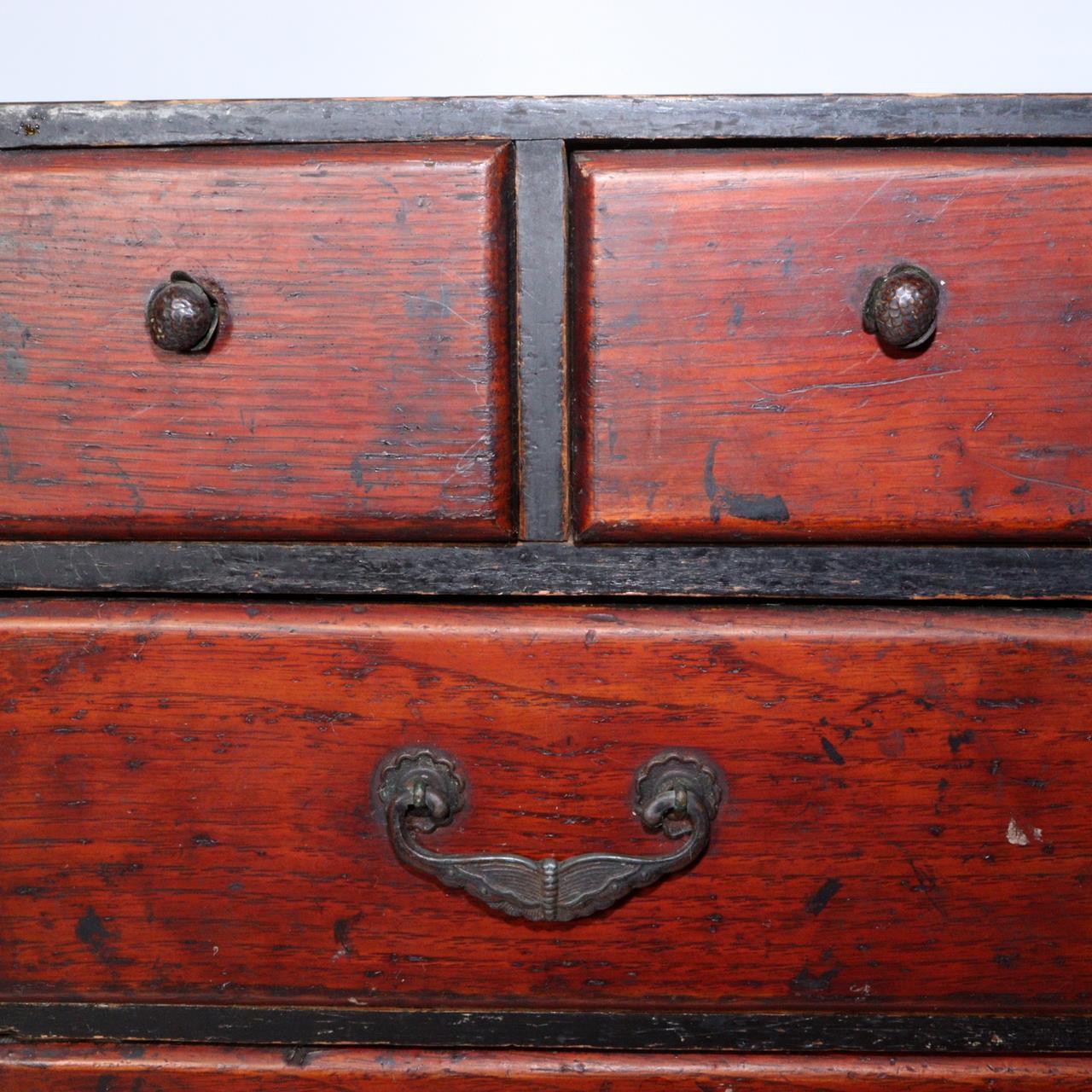 Japanese Antique wooden box chest of drawers Zenibako Funa Tansu WBX256