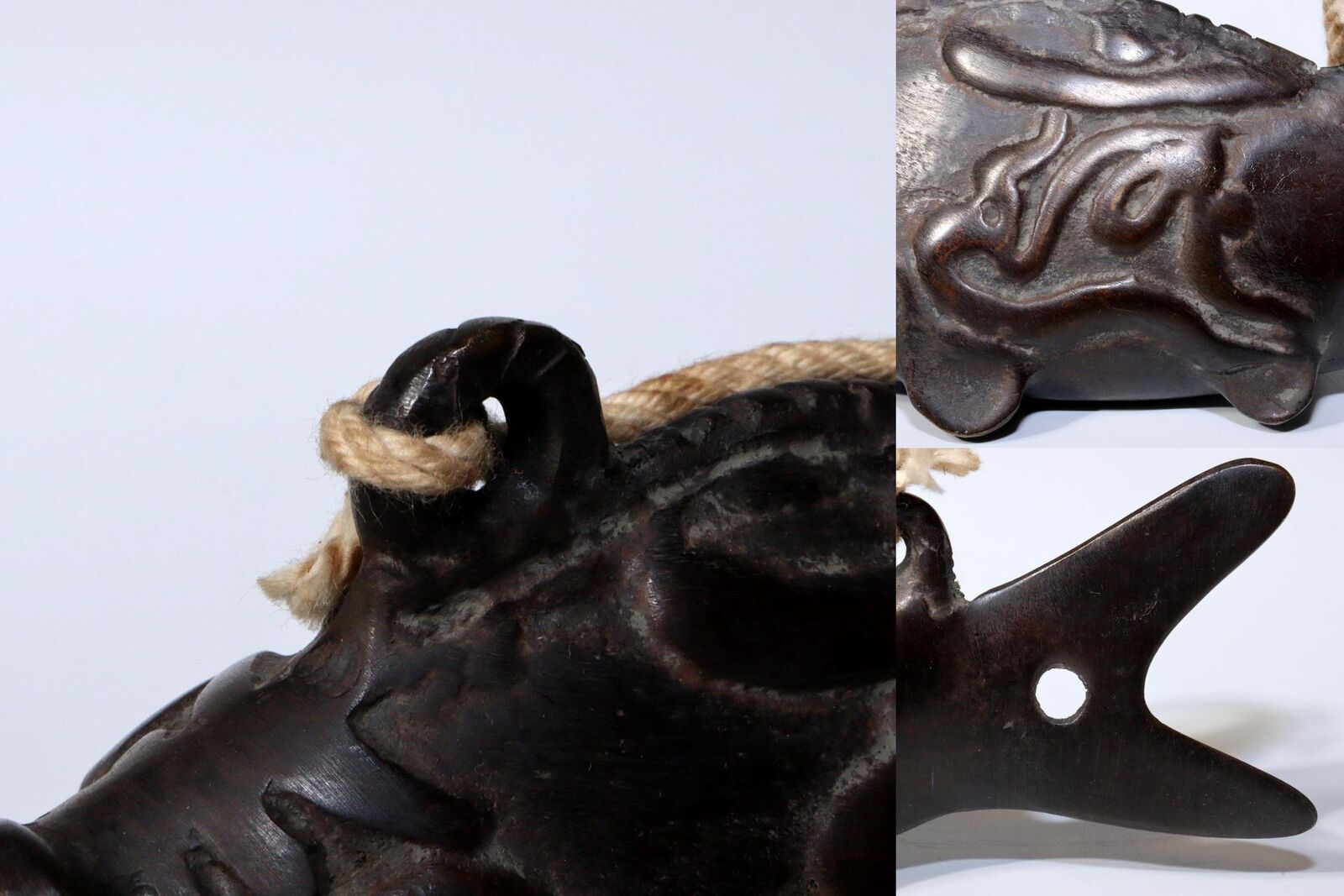 Japanese Antique copper catfish shape Bell ornament Zen Temple BOS846