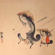 Japanese Kakejiku hanging scroll Tanuki Raccoon Dogs Shouyo Hamada Emakimono
