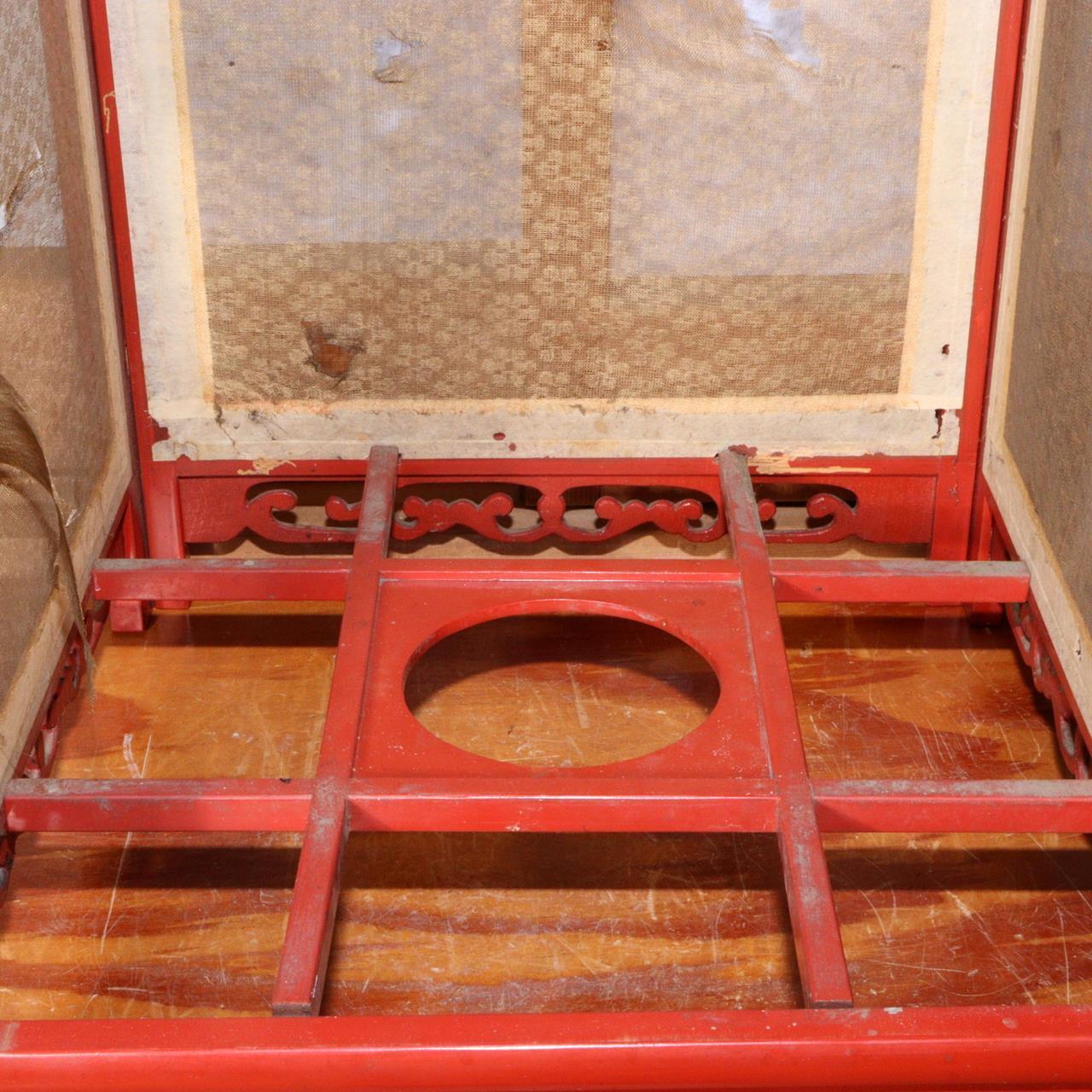 Japanese Antique Red Lacquered wooden hanging lantern Andon Lamp VG260