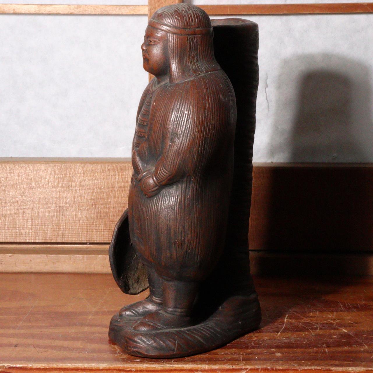 Japanese Bizen ware pottery ceramic Statue vase ornament signed w / box BW74