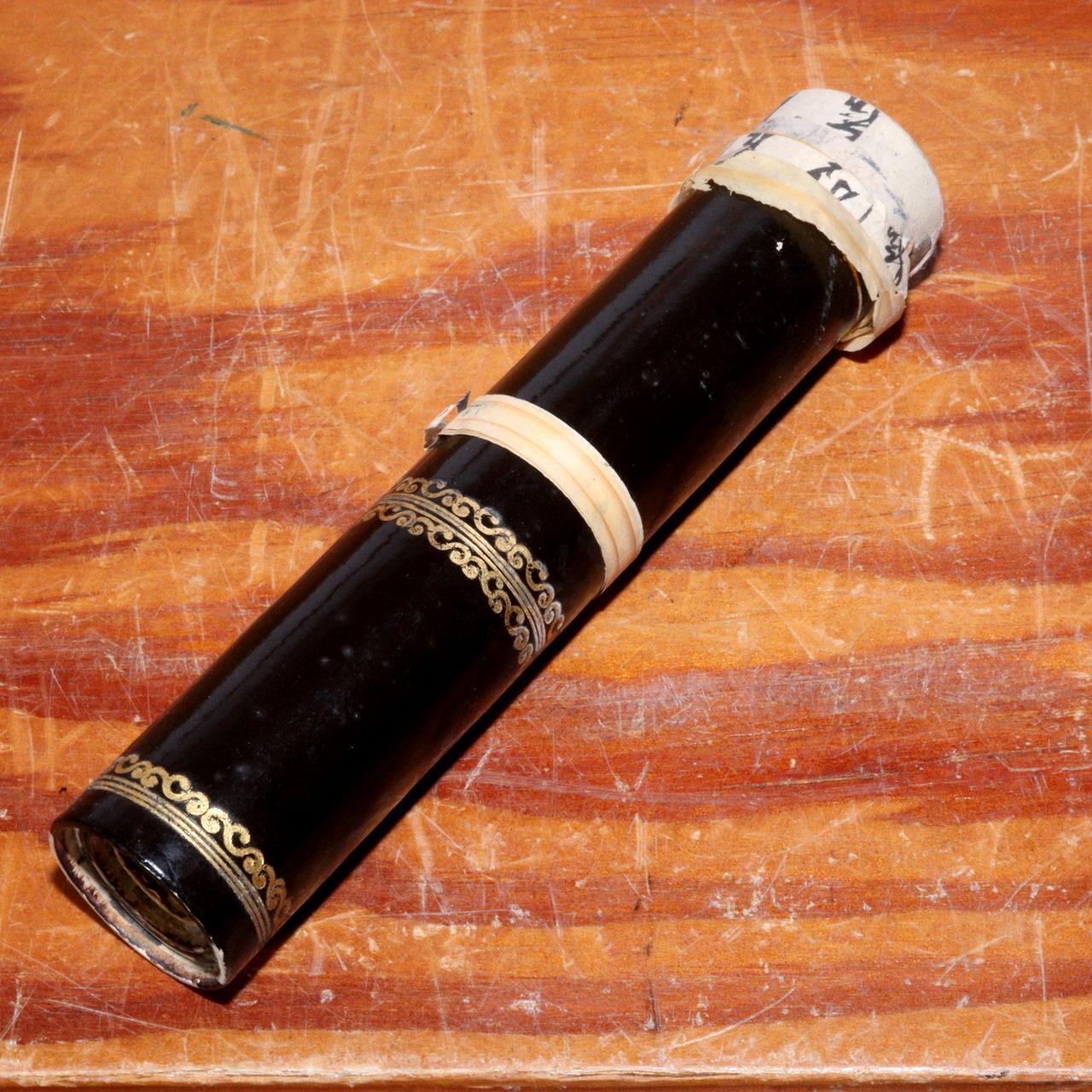 Japanese Antique Black lacquer Telescope Ikkanbari Spyglass Samurai VG340