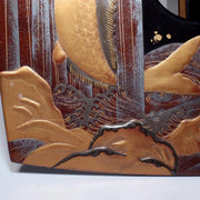 Late Edo Meiji Sakazukidai Exquisite Takamakie Carp Climbing the Waterfall Motif