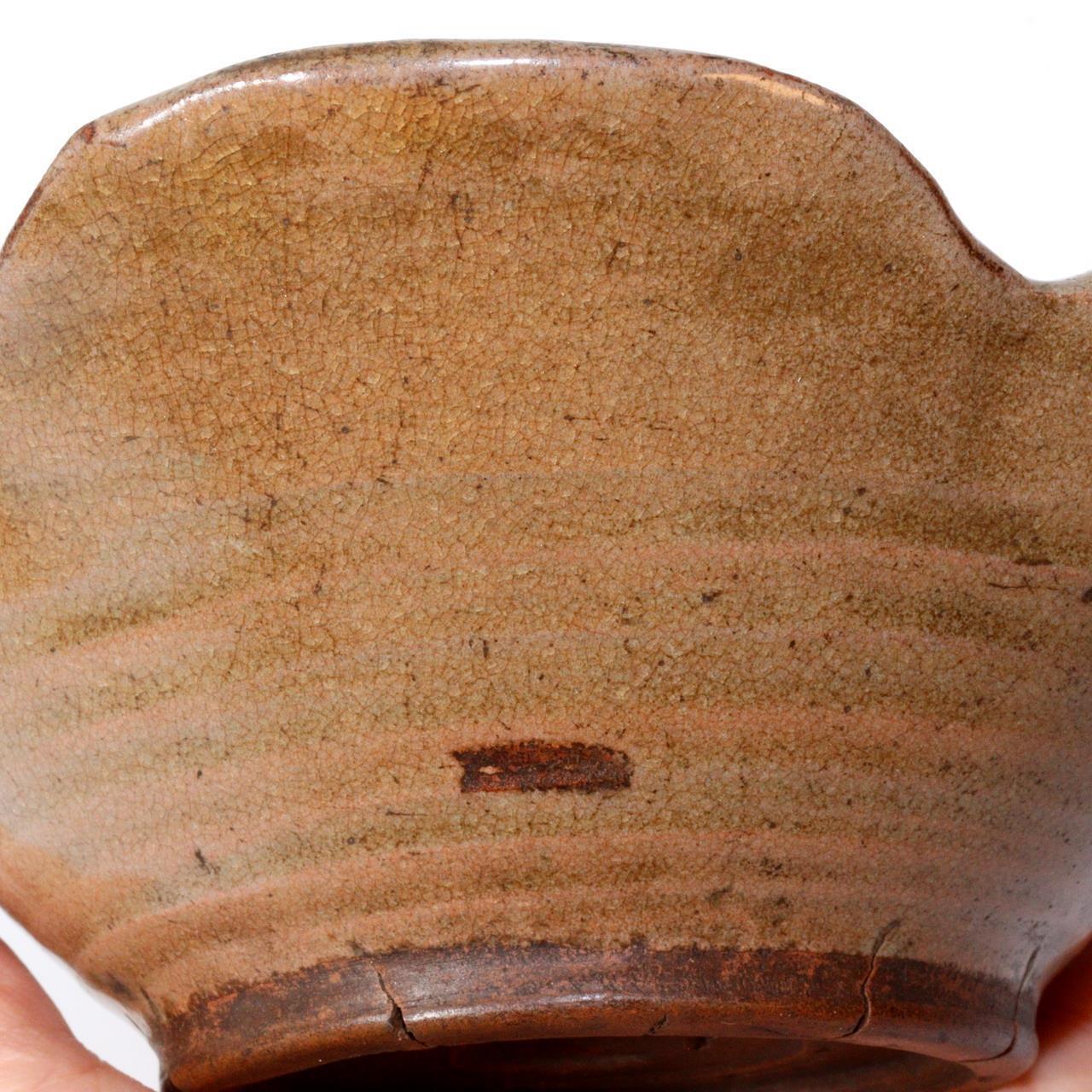 Japanese Antique Takatori ware Basin Flower-Shaped Bolw Tea Chawan pottery