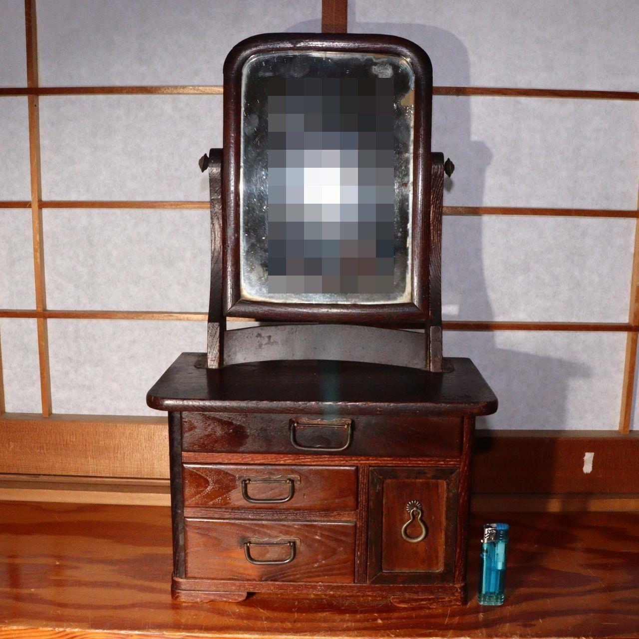 Japanese wooden Dresser Mirror stand storage box Storage Shelves drawer WO272