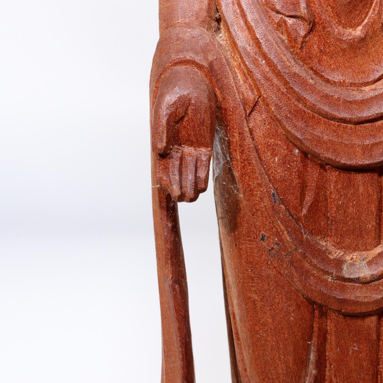 Japanese Antique wooden Kannon Bodhisattva buddha statue signed WB181