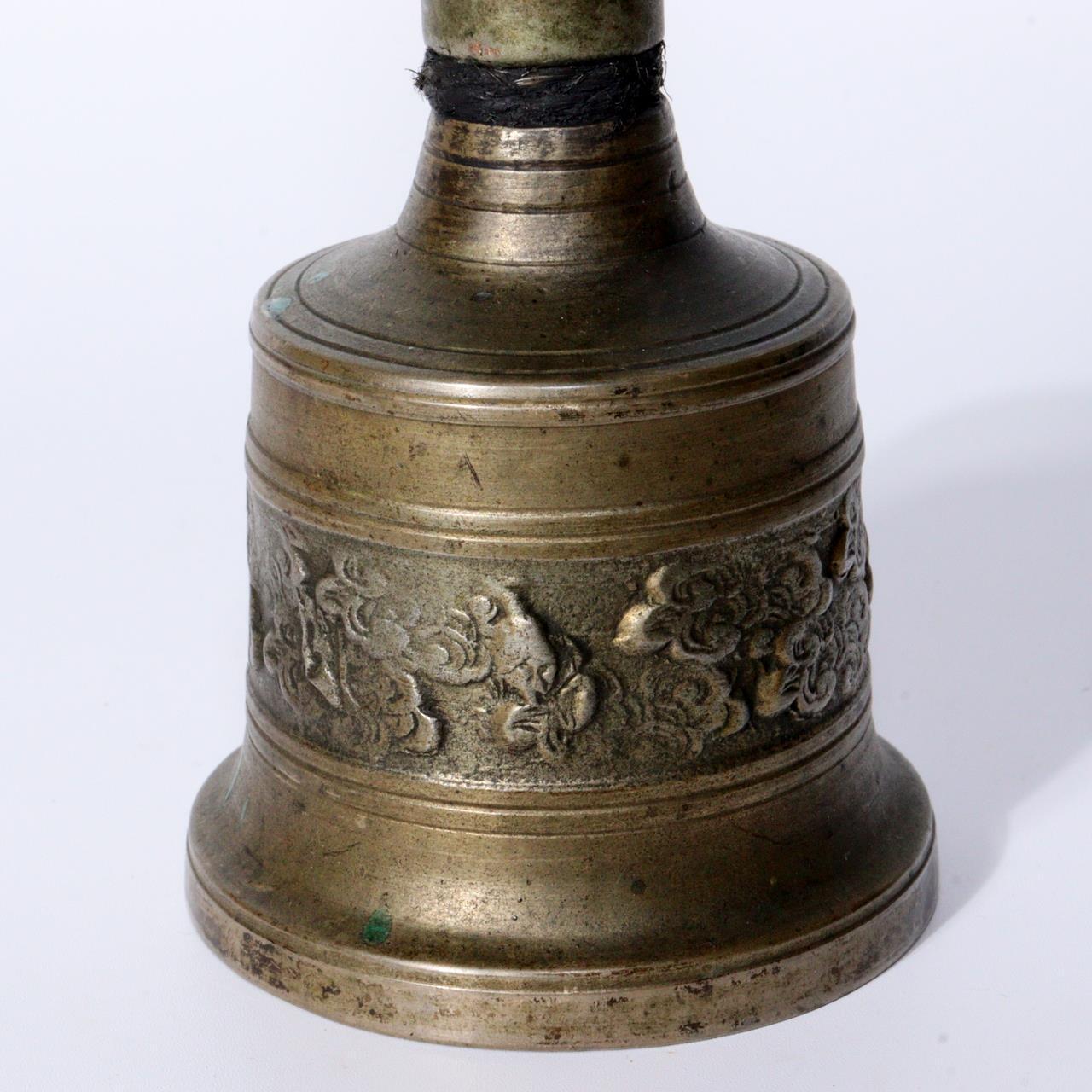 Antique Bronze Buddhist Hand Bell Jirei Traditional Ritual GOKO Vajra Japanese