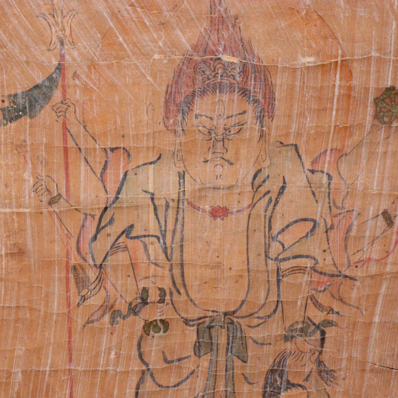 Japanese Kakejiku hanging scroll Emakimono Aizen Myo Esoteric Buddhism ASO359
