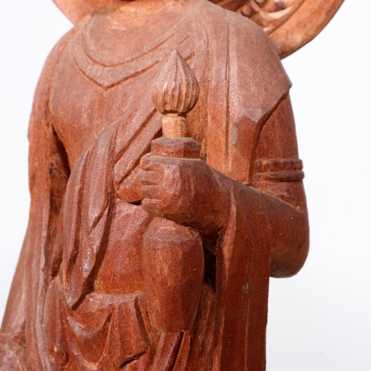 Japanese Antique wooden Kannon Bodhisattva buddha statue signed WB181