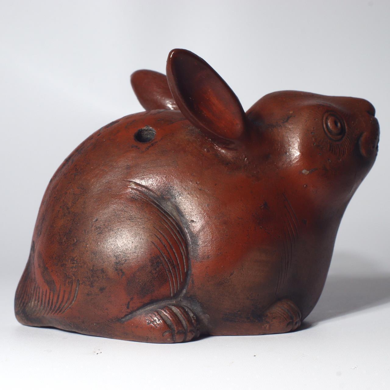 Japanese Bizen ware pottery ceramic Rabbit Suiteki water drop ornament Edo BW76