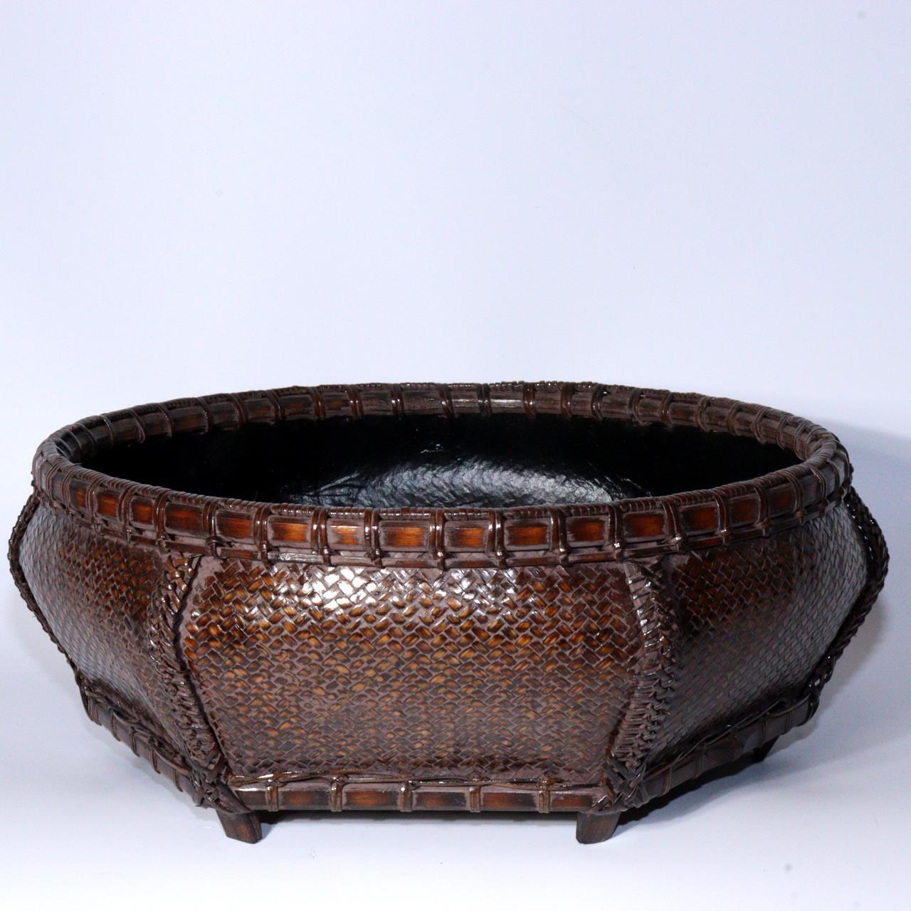 Japanese Hexagonal Brazier Basket Traditional Tea Ceremony Utensil bamboo BVO56