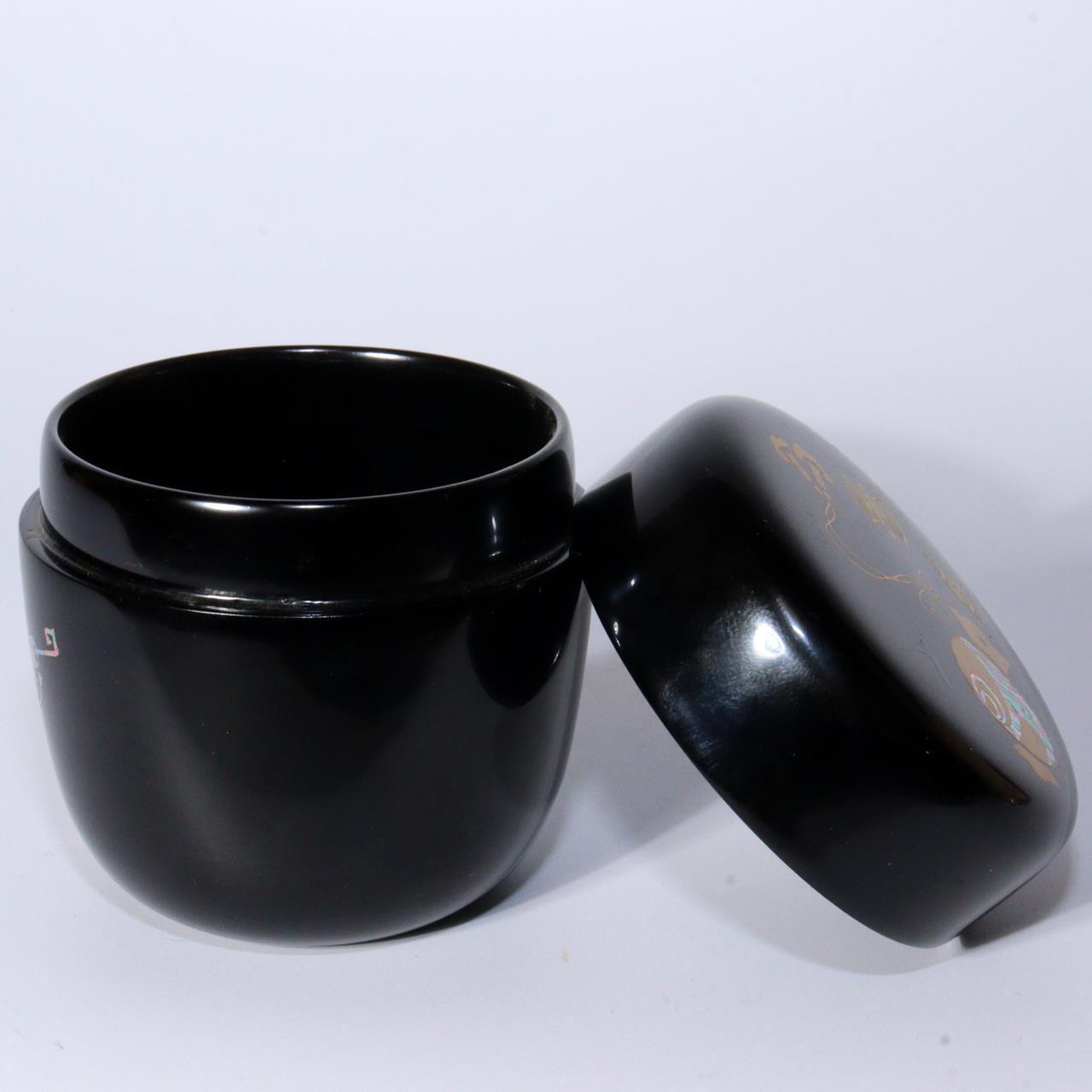 Natsume Toyama Shosai Japanese Wooden Black Lacquer Tea container sado WO371