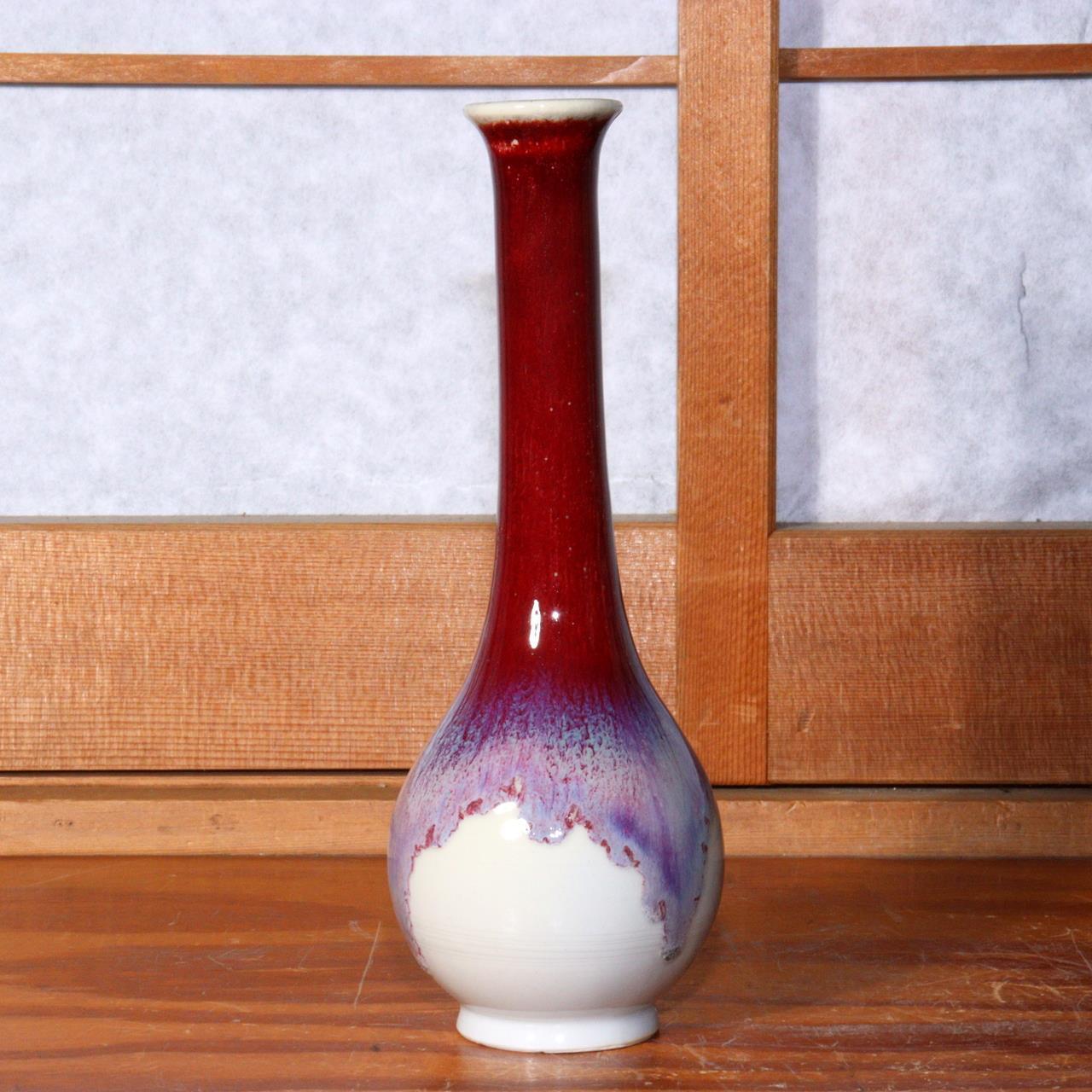 Japanese Glaze Flower vase Matsuyama shouki porcelain vase signed PV231