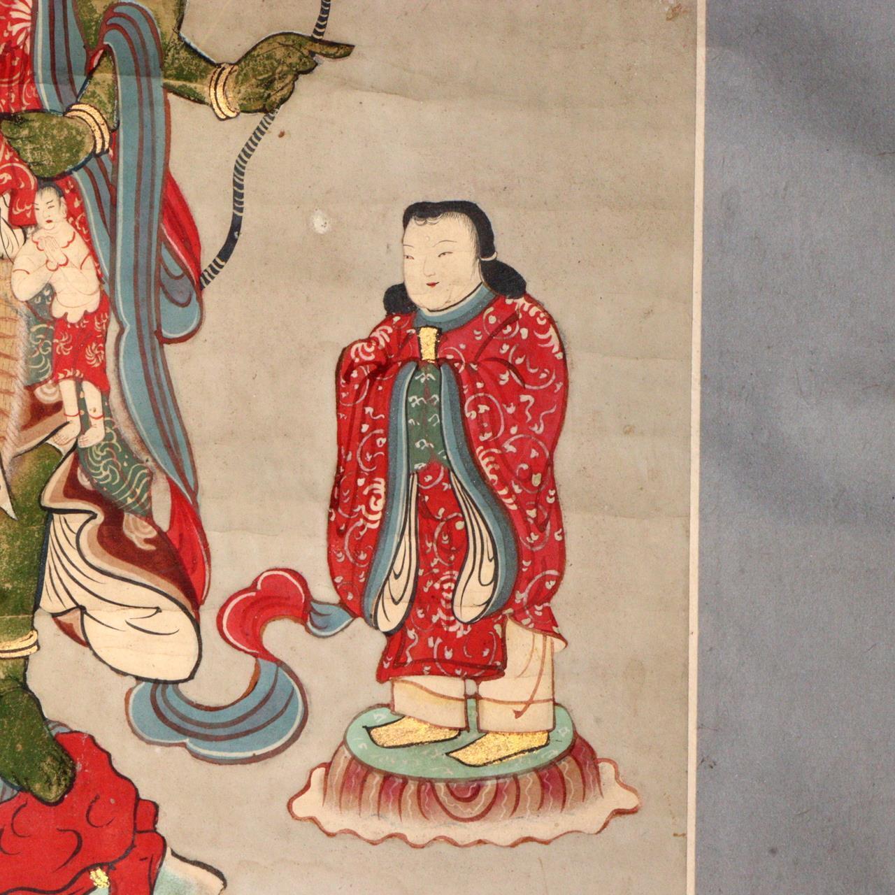 Japanese Kakejiku hanging scroll Buddhist Art Emakimono of Shōmen Kongō ASO358