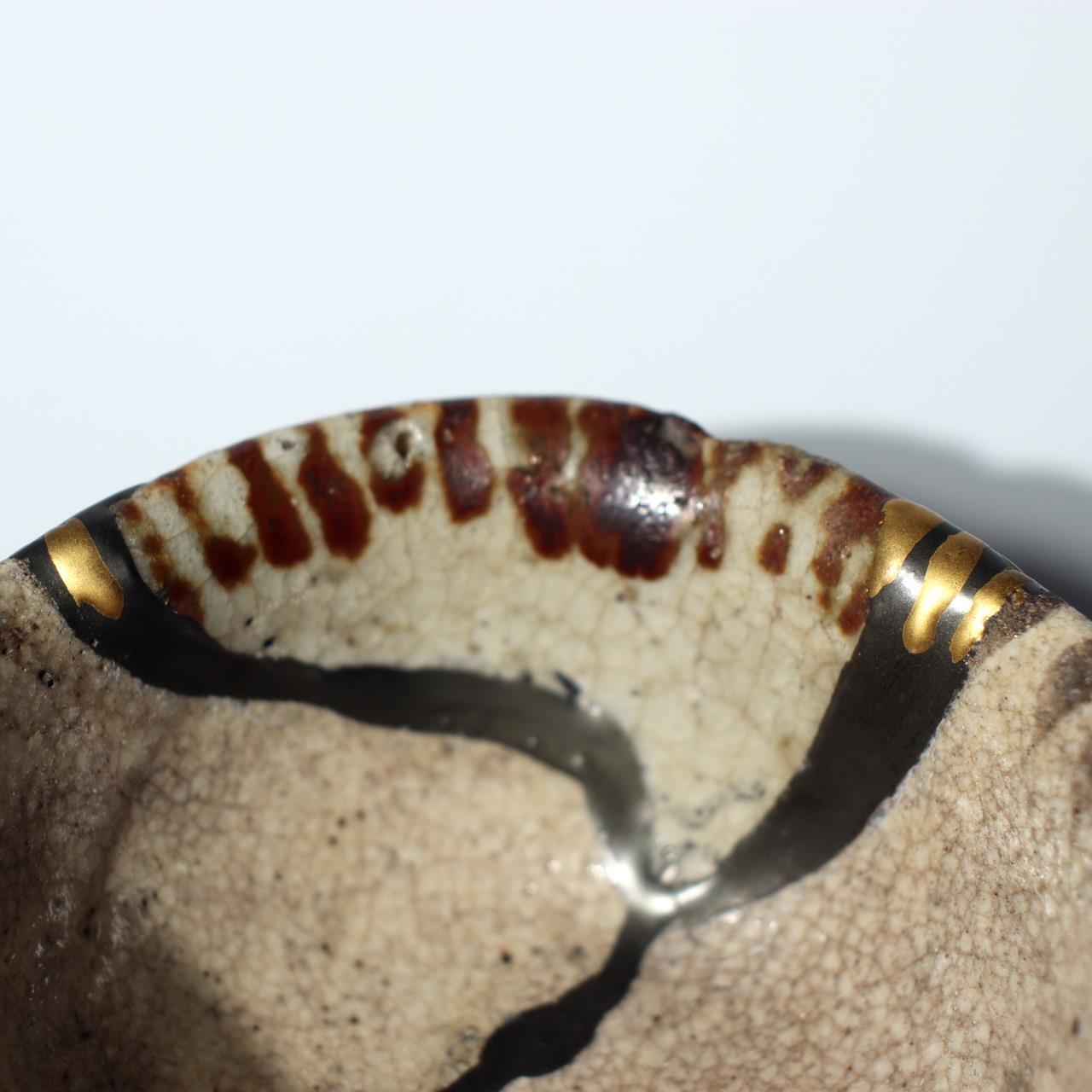Japanese Antique Shino ware Tea Bowl Pottery Ceramic Early Edo Period w / box