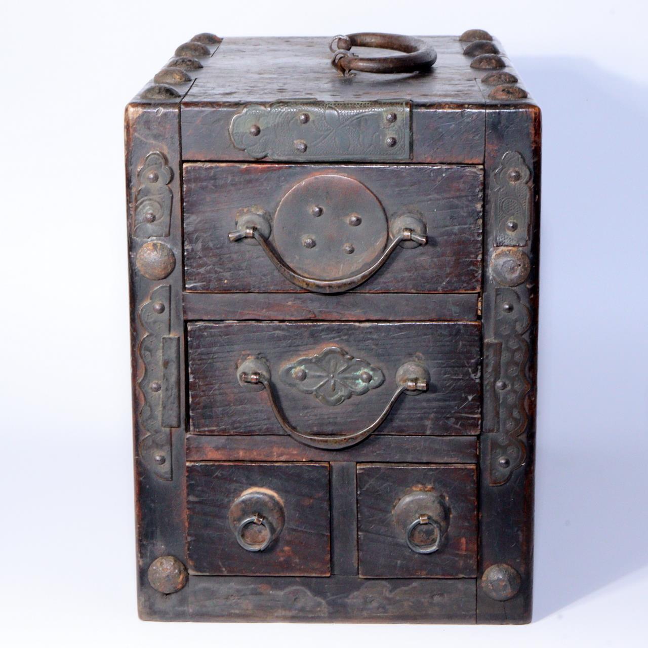 Slightly smaller hanging featuring drawers box Meiji Wooden Kake Suzuri Japanese