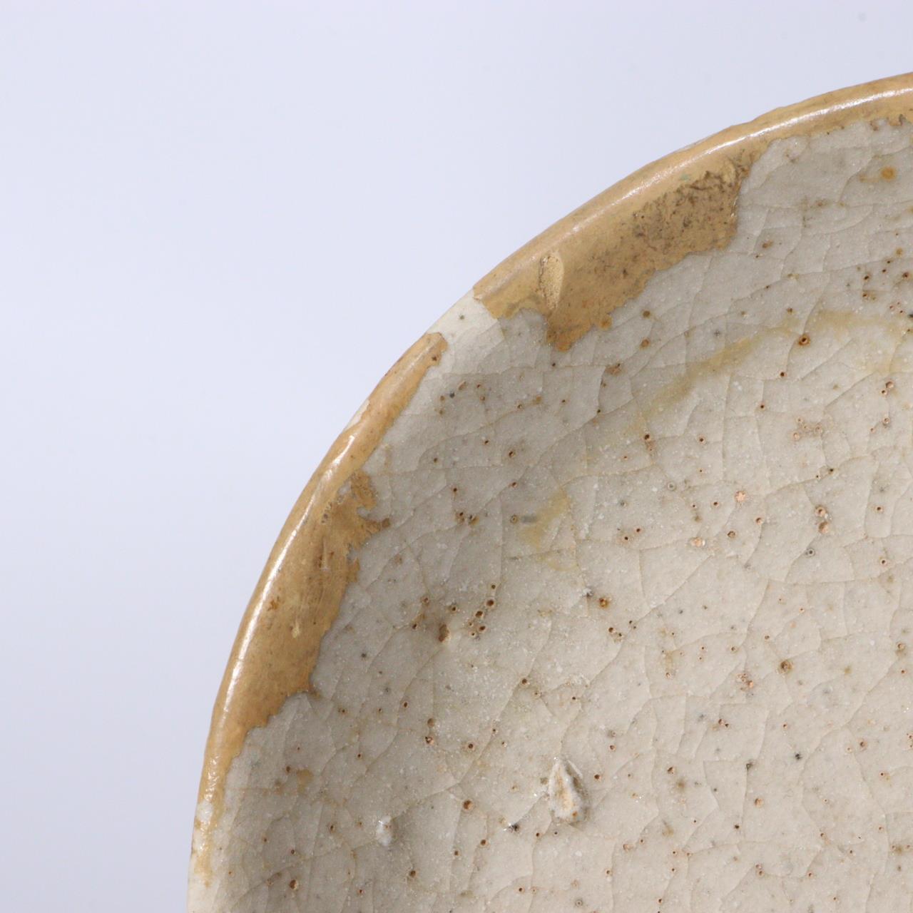 Japanese Antique Shino ware small plate Pottery Ceramic Early Edo Period