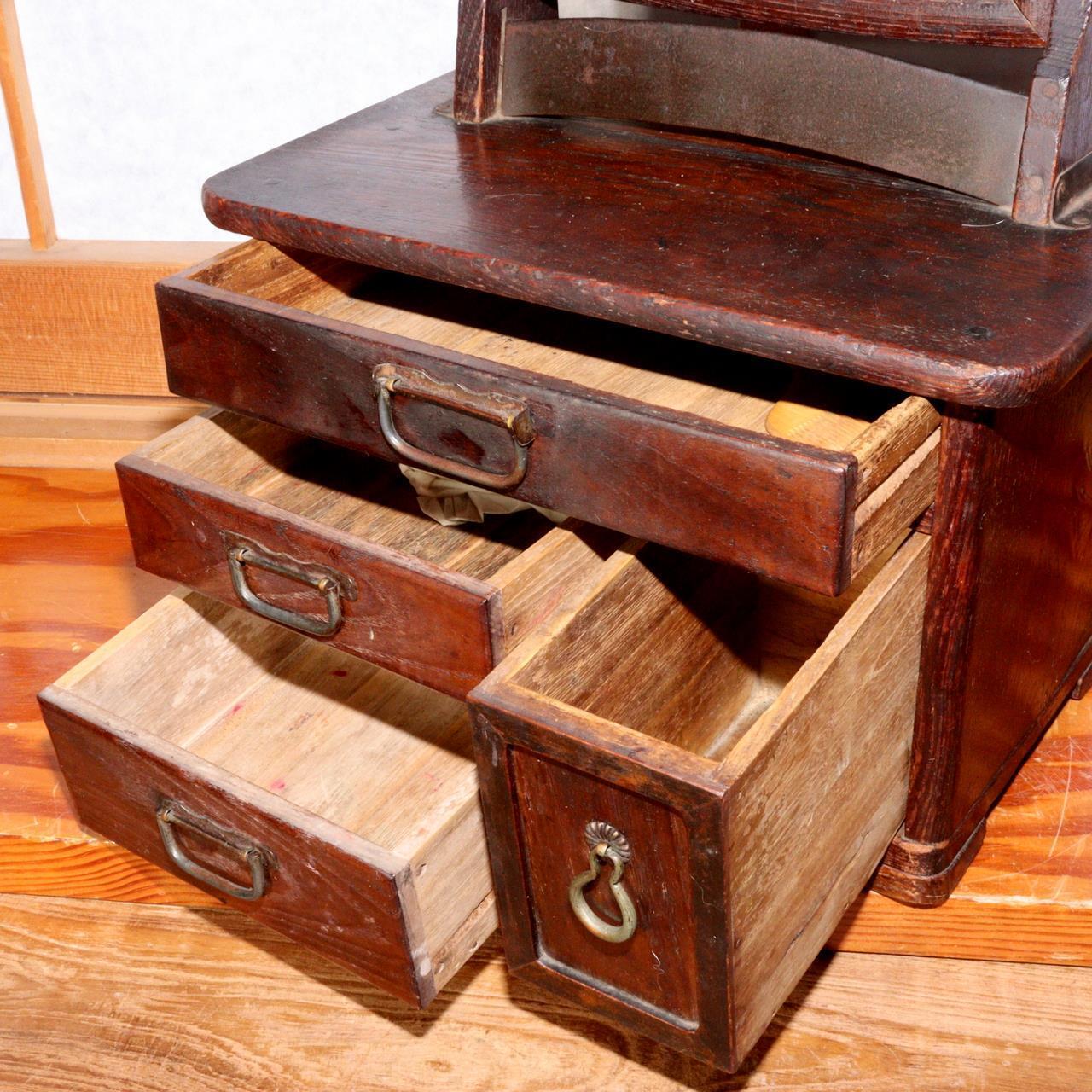 Japanese wooden Dresser Mirror stand storage box Storage Shelves drawer WO272